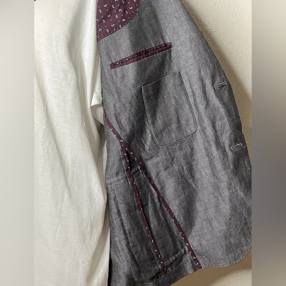 Men's Patrick James Charcoal Grey Linen 2 Button Sport Coat Blazer Jacket 44R - Picture 11 of 17
